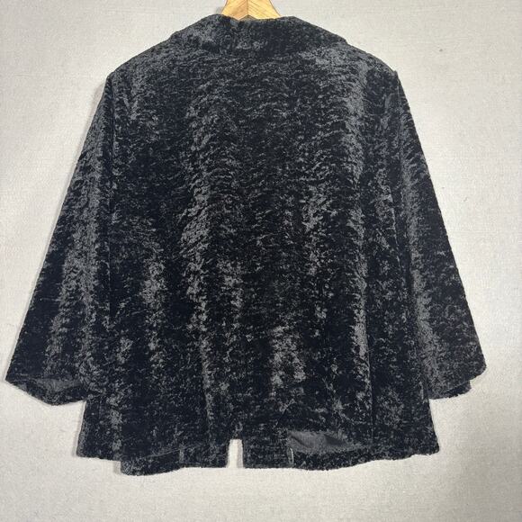 Dressbarn Woman Jet Black Velvet Cape Jacket 18 20 Soft Glam Goth Luxe Statement - Picture 2 of 9